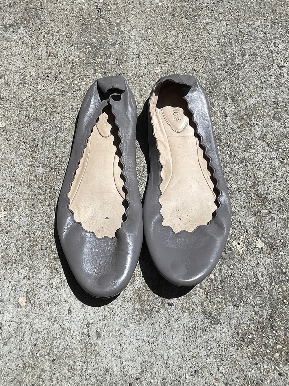 Chloe Scalloped Lauren Ballet Flats Leather 38